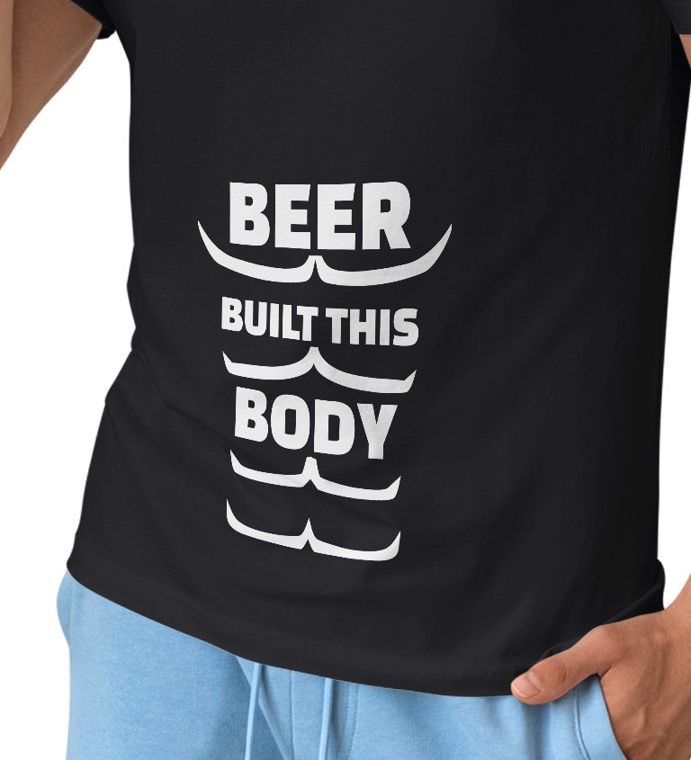 Pánské tričko černé - Beer built this body