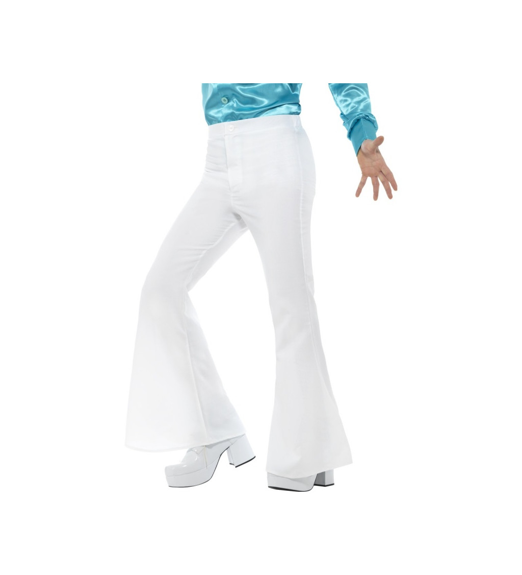 Zvonové kalhoty v bílé barvě pro pány