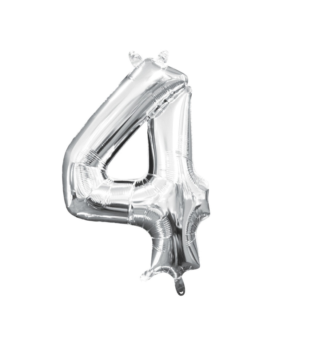 Malý stříbrný fóliový balónek - číslo 4