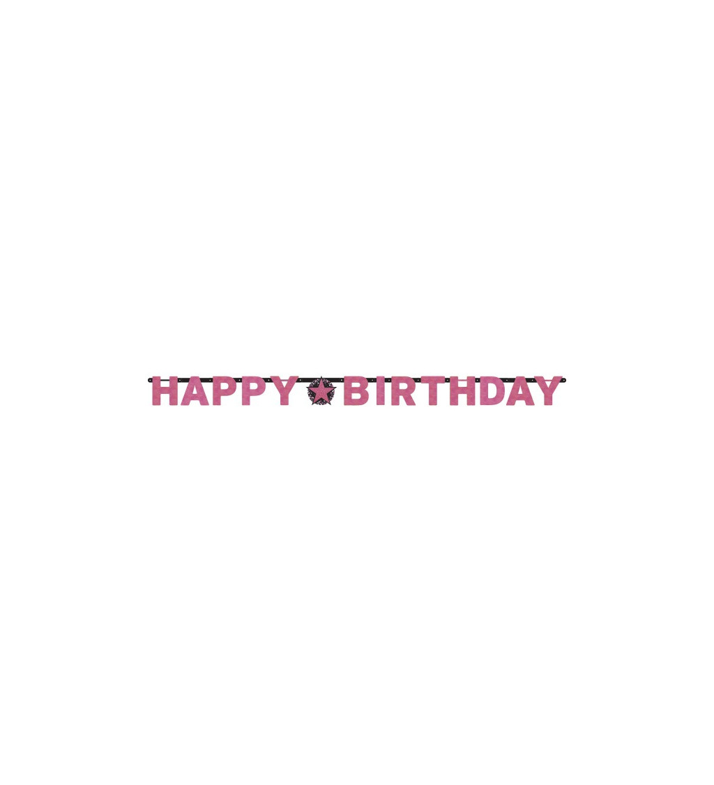 Růžový nápis - Happy Birthday