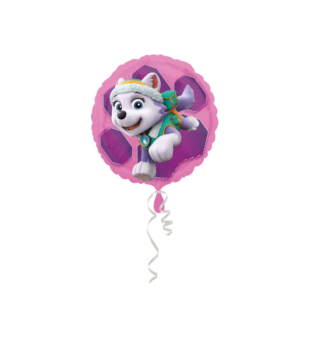 Růžový fóliový balónek Tlapková patrola - malý