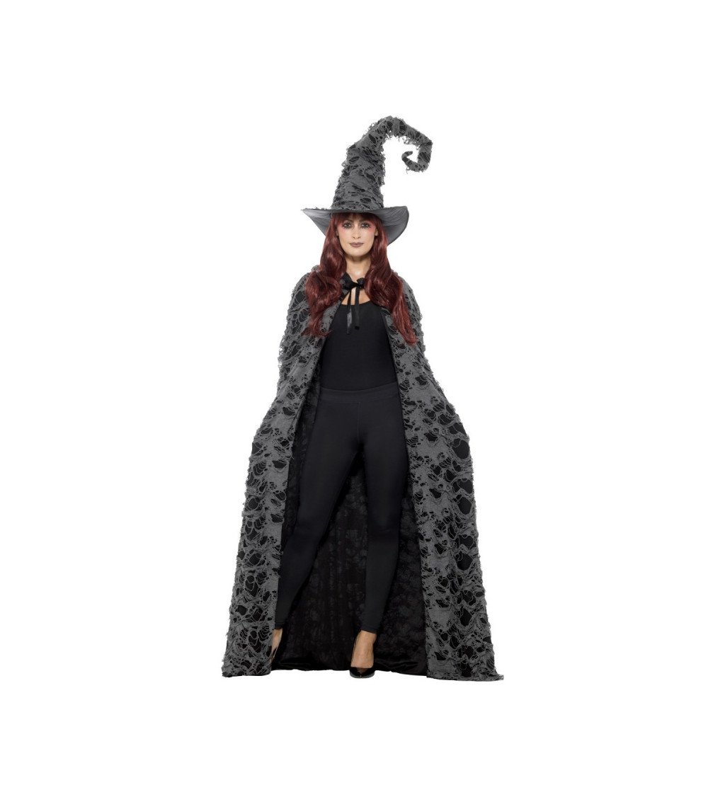 Potrhaný plášť pro čarodějnici - černo-šedý