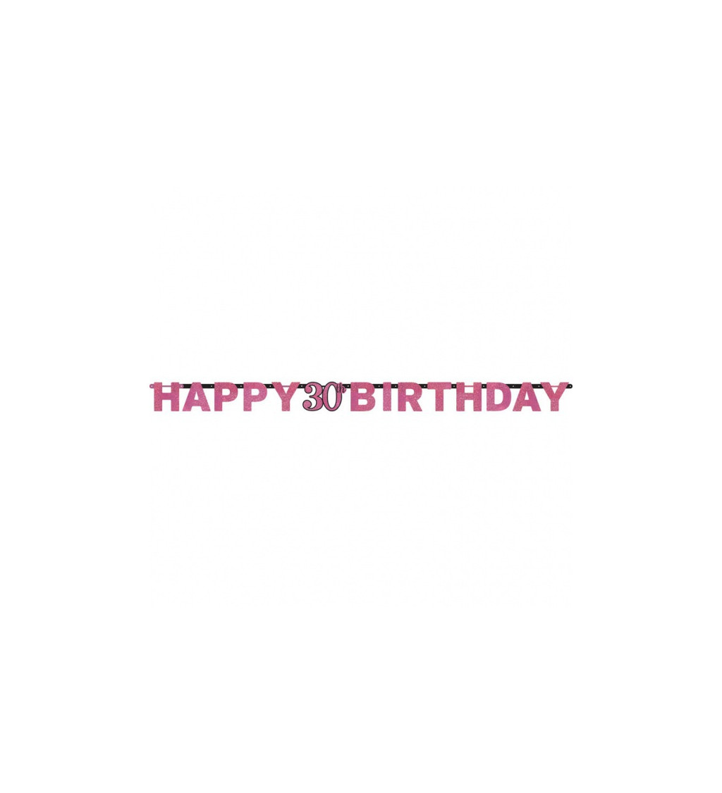 Růžový nápis Happy Birthday - 30. narozeniny
