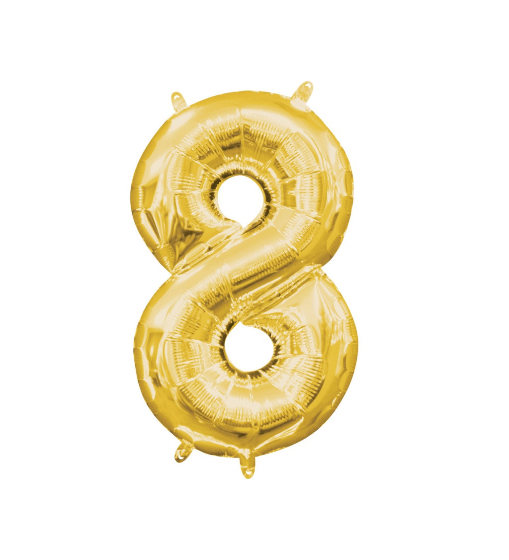 Malý zlatý fóliový balónek - číslo 8