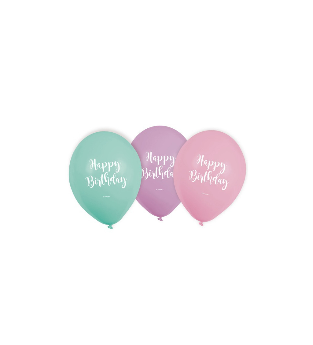 Balónky Happy Birthday - pastelové