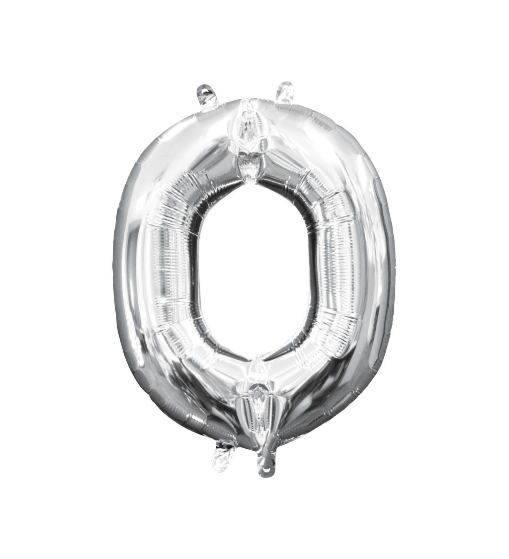 Malý stříbrný fóliový balónek - písmeno O