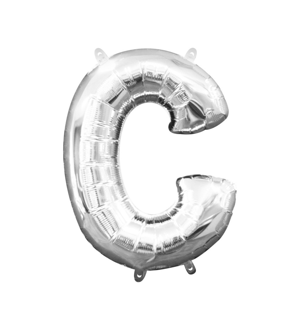 Malý stříbrný fóliový balónek - písmeno C