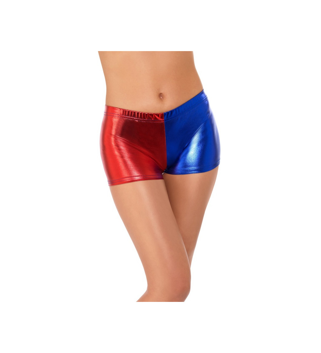 Lesklé modro-červené šortky