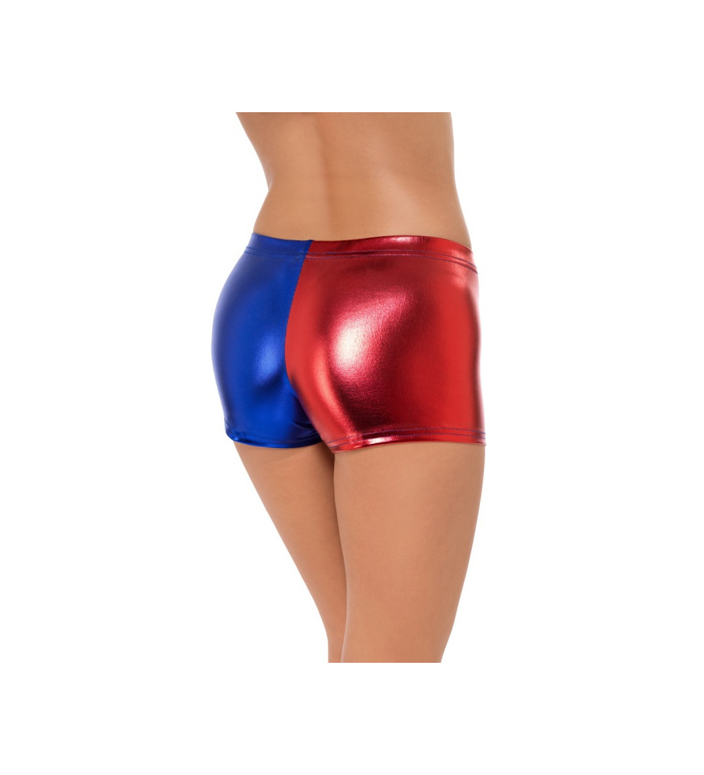 Lesklé modro-červené šortky