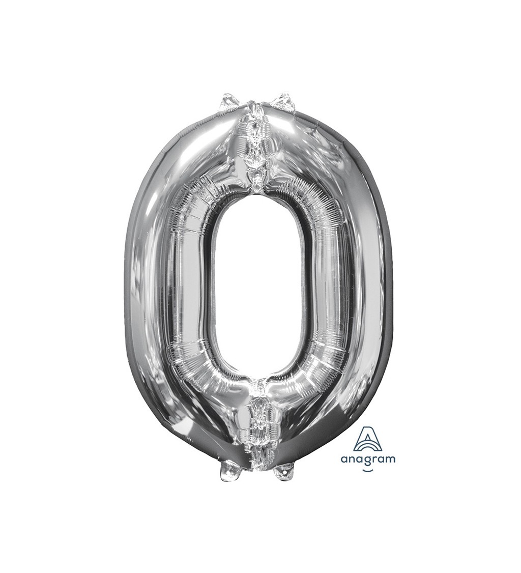 Stříbrný fóliový balónek - číslo 0
