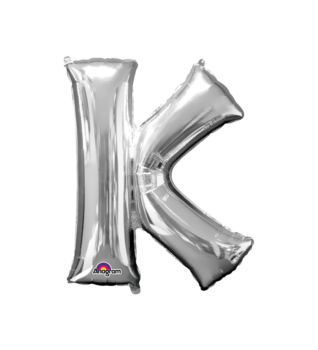 Fóliový balónek písmeno K - stříbrný