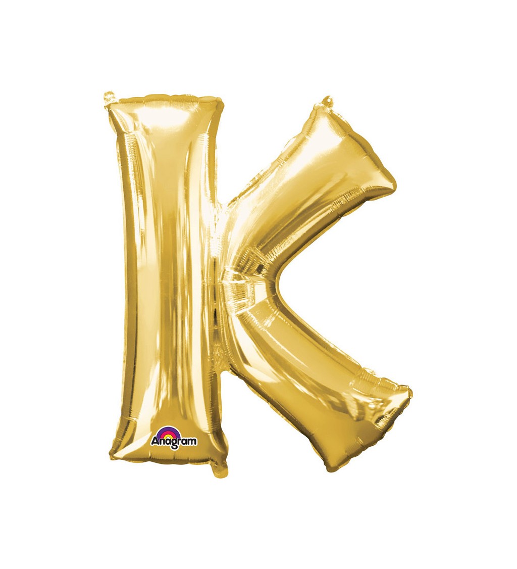 Fóliový balónek písmeno K - zlatý