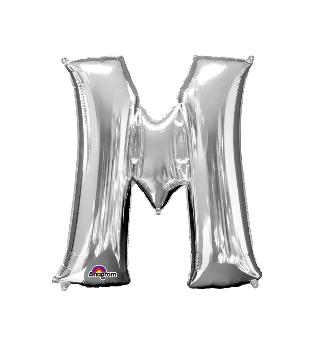 Fóliový balónek písmeno M - stříbrný