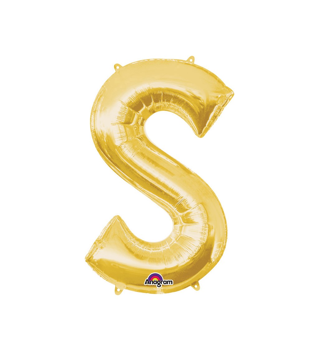 Fóliový balónek písmeno S - zlatý