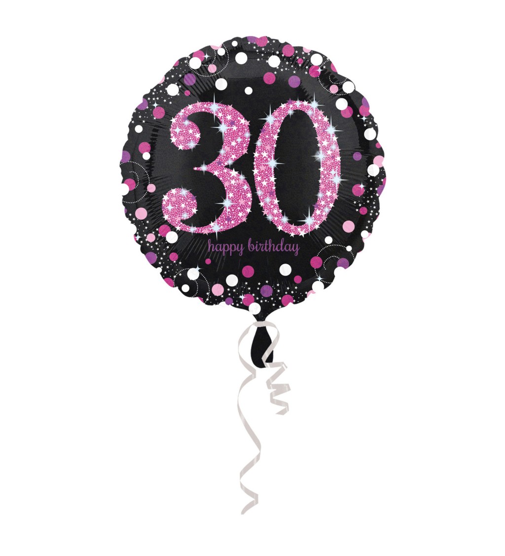 Kulatý balónek 30 - růžovo-černý