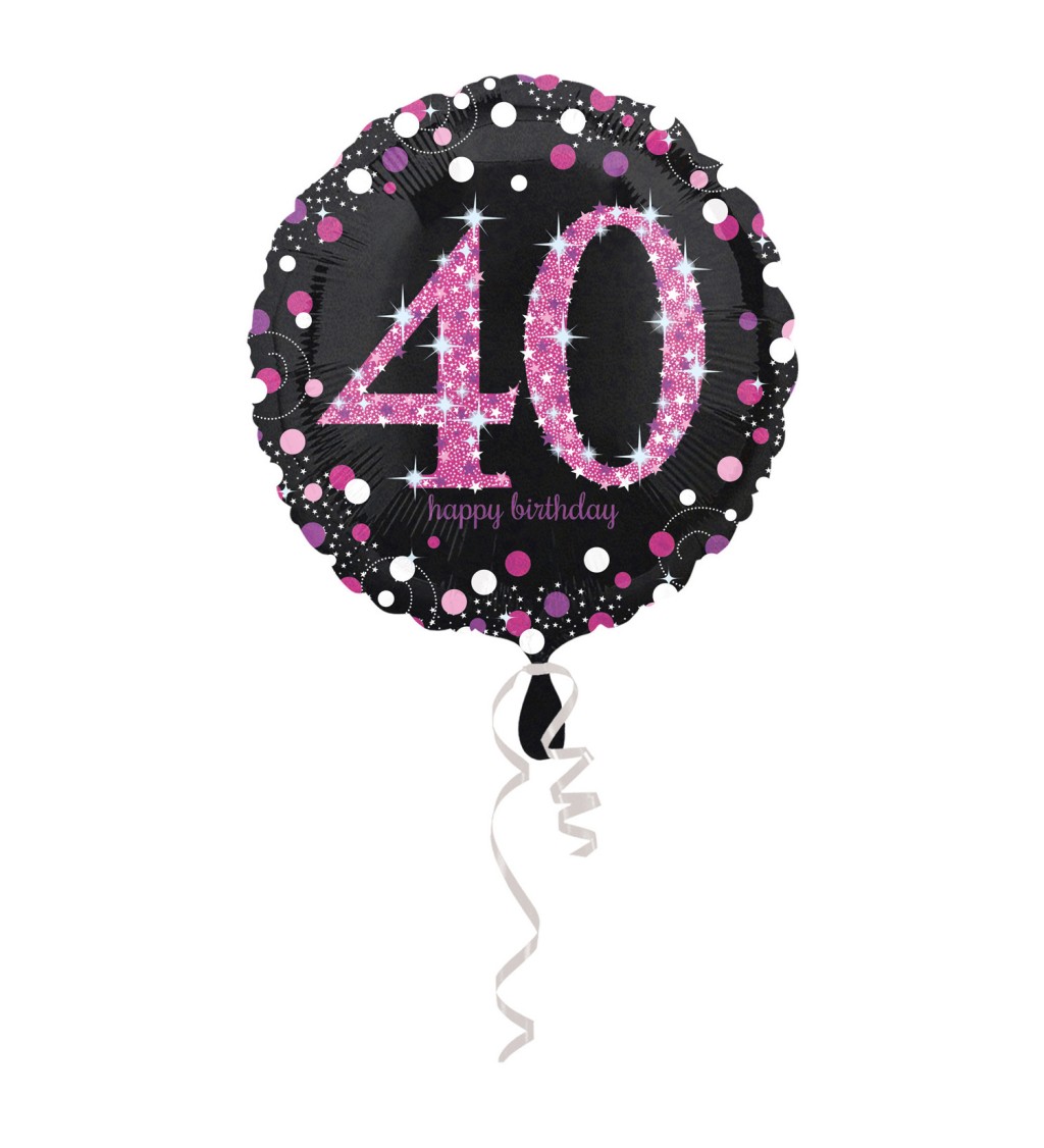 Kulatý balónek 40 - růžovo-černý