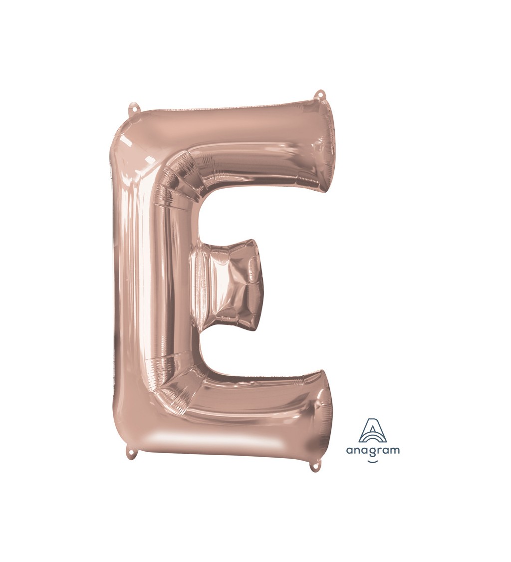 Fóliový balónek písmeno E - růžové zlato