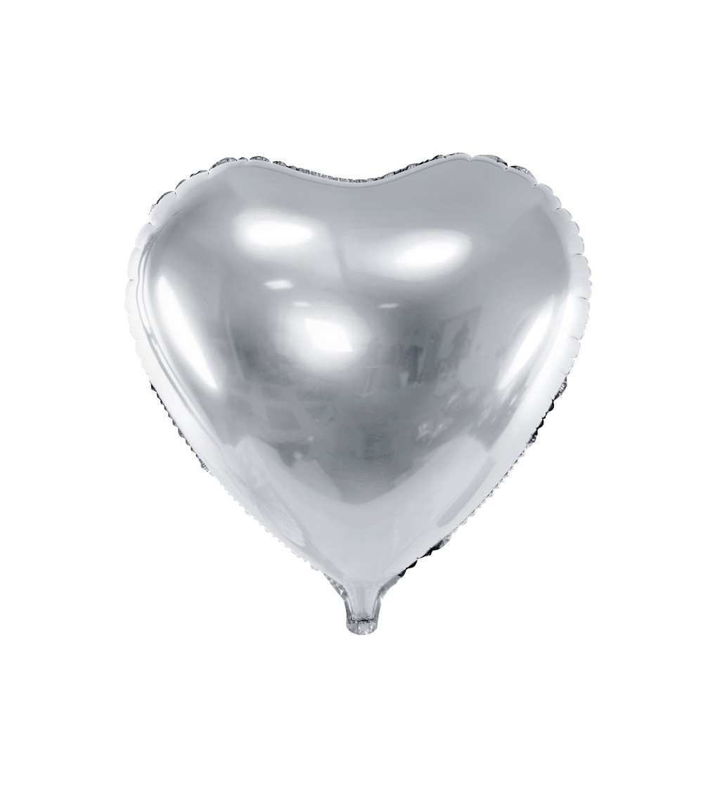 Fóliový balónek metalické stříbrné srdce