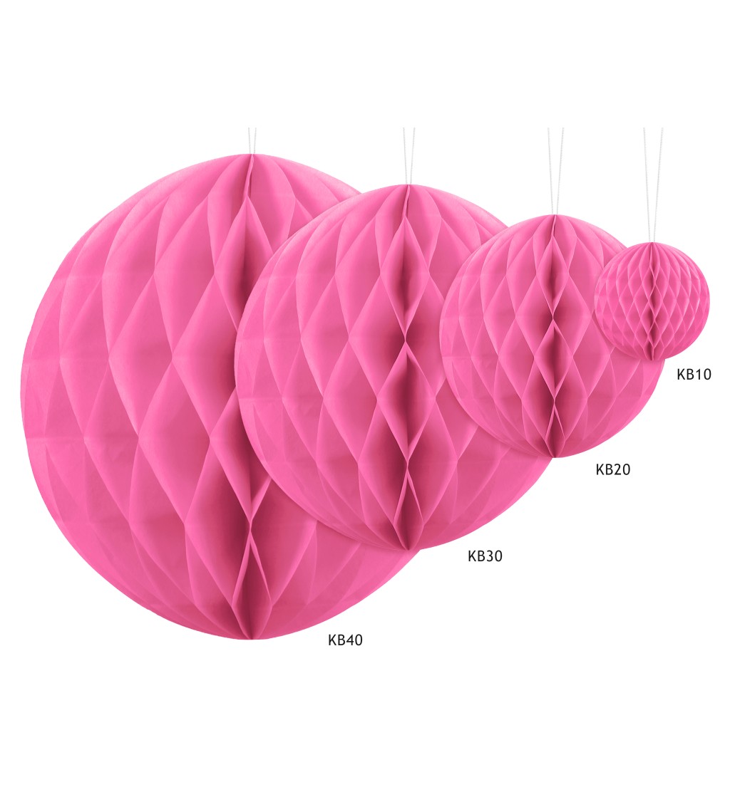 Růžová papírová koule - 10 cm