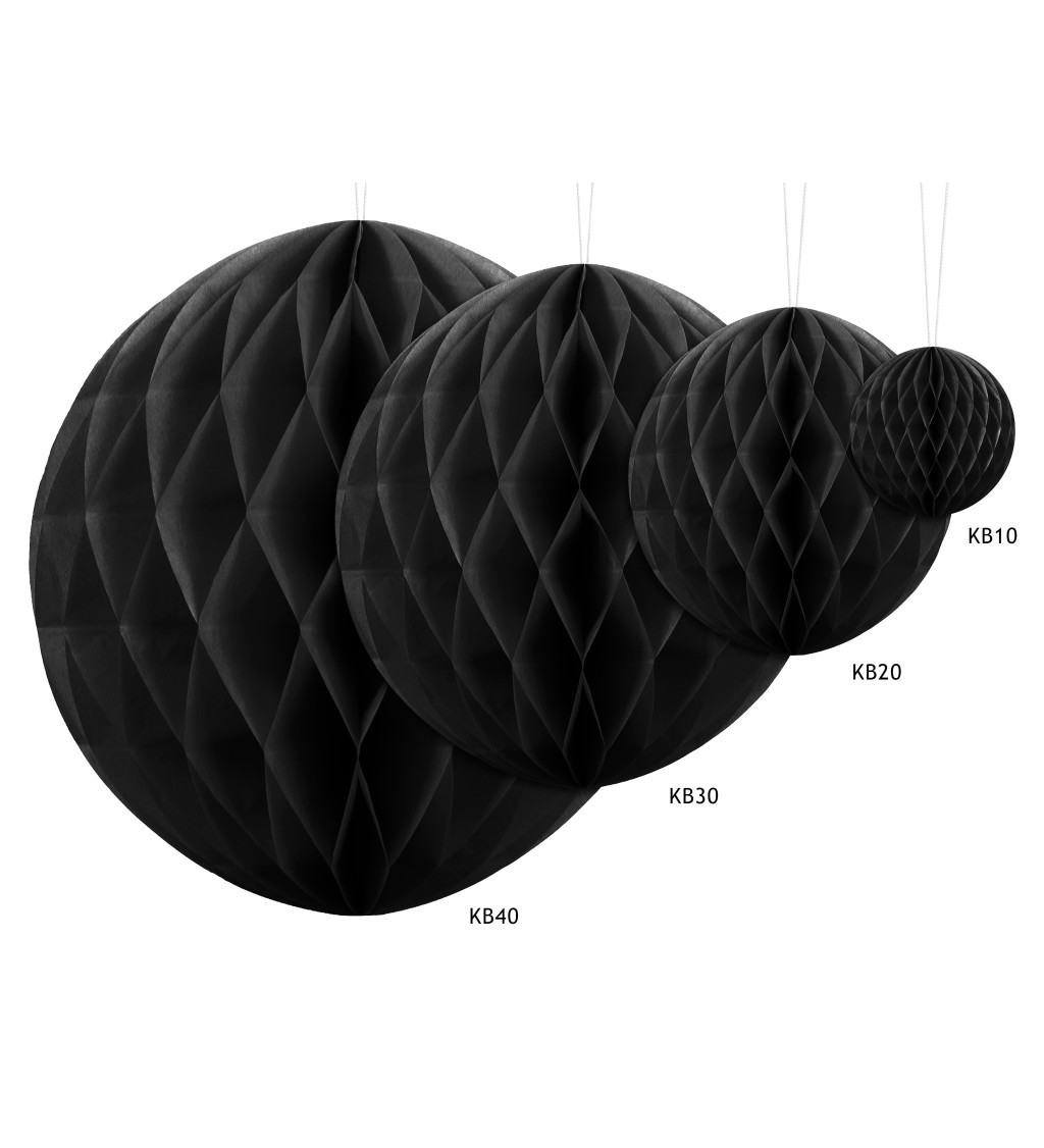 Černá papírová koule - 20 cm