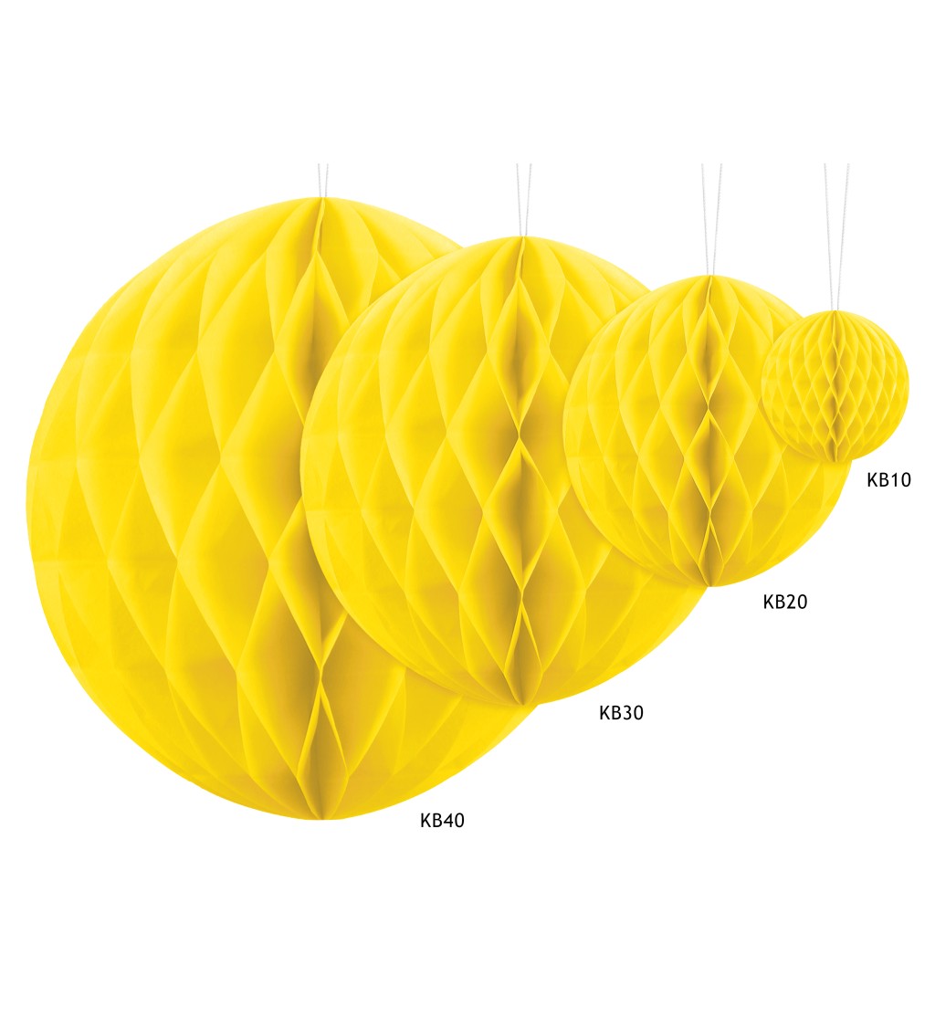 Žlutá papírová koule - 20 cm