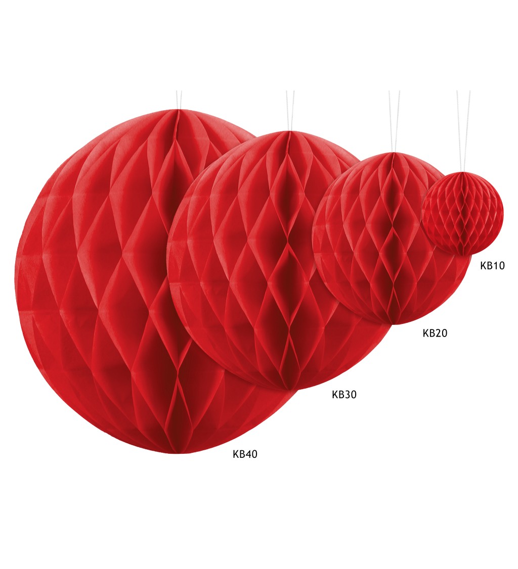 Červená papírová koule - 40 cm