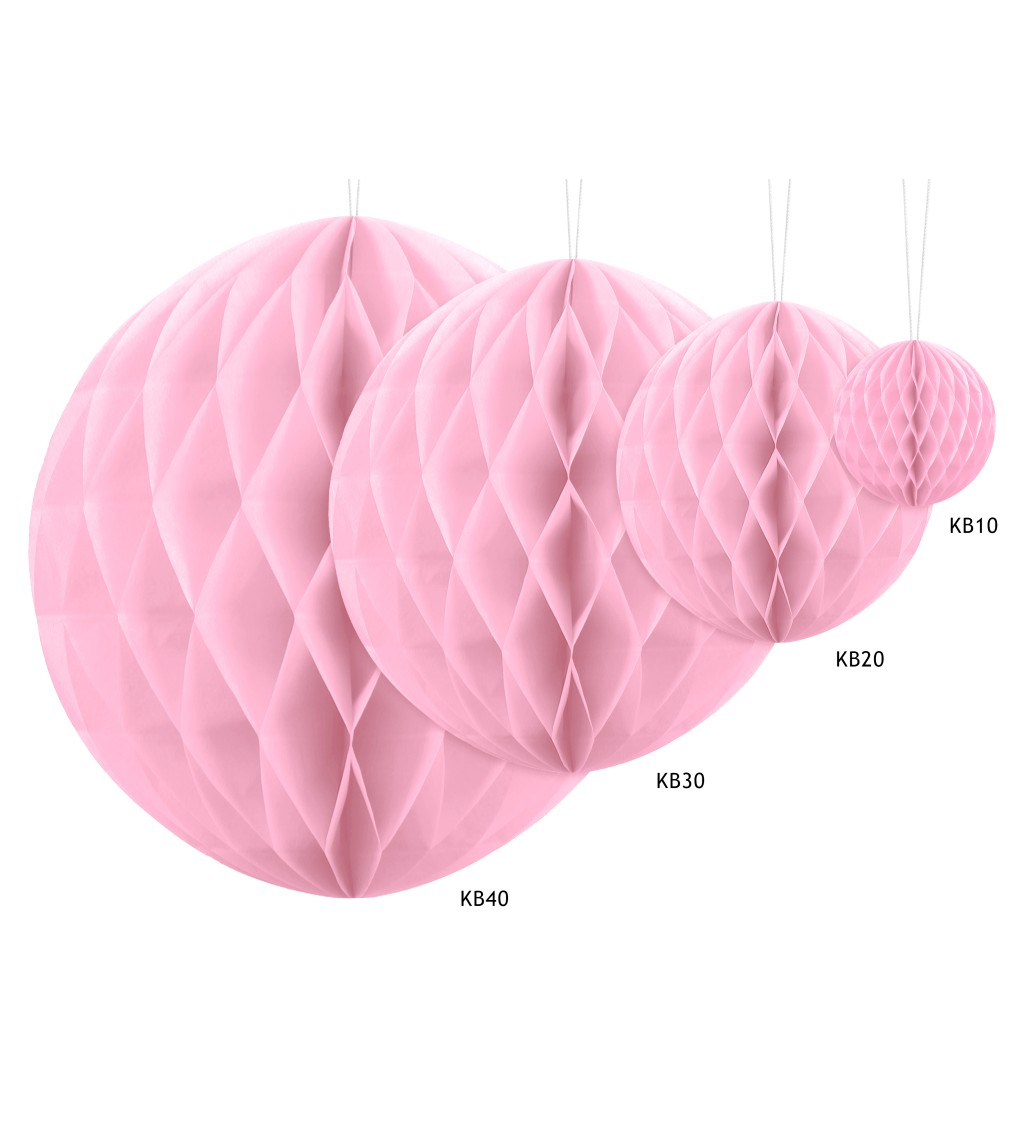 Světle růžová papírová koule - 40 cm