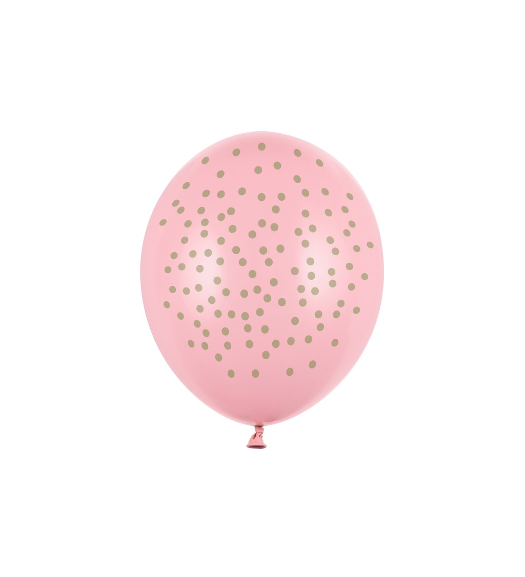 Pastelově růžové balónky se stříbrnými puntíky