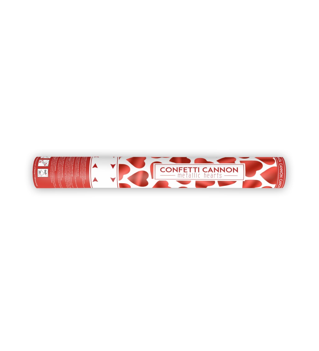Vystřelovací konfety - červená srdíčka (40cm)
