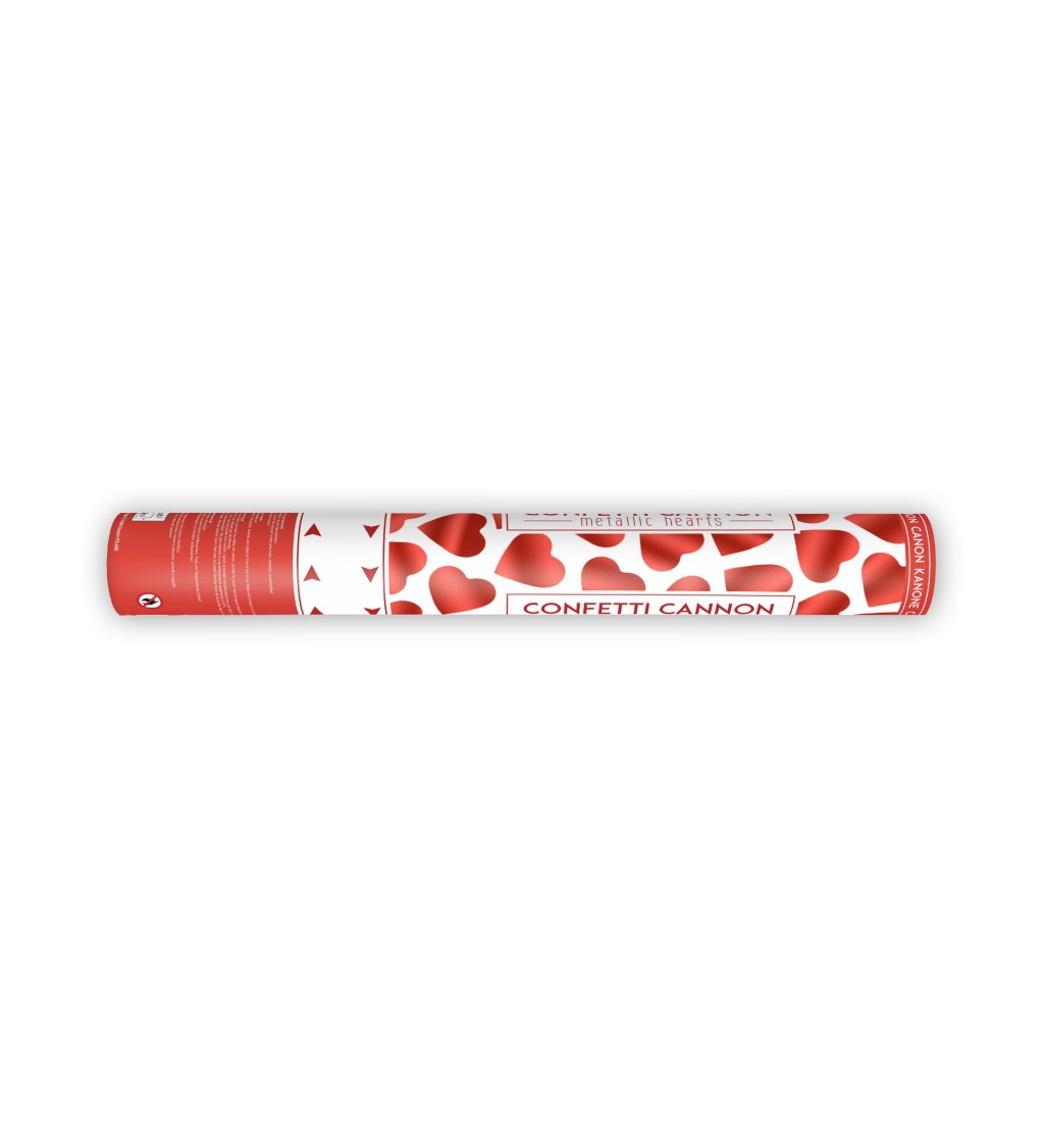 Vystřelovací konfety - červená srdíčka (40cm)