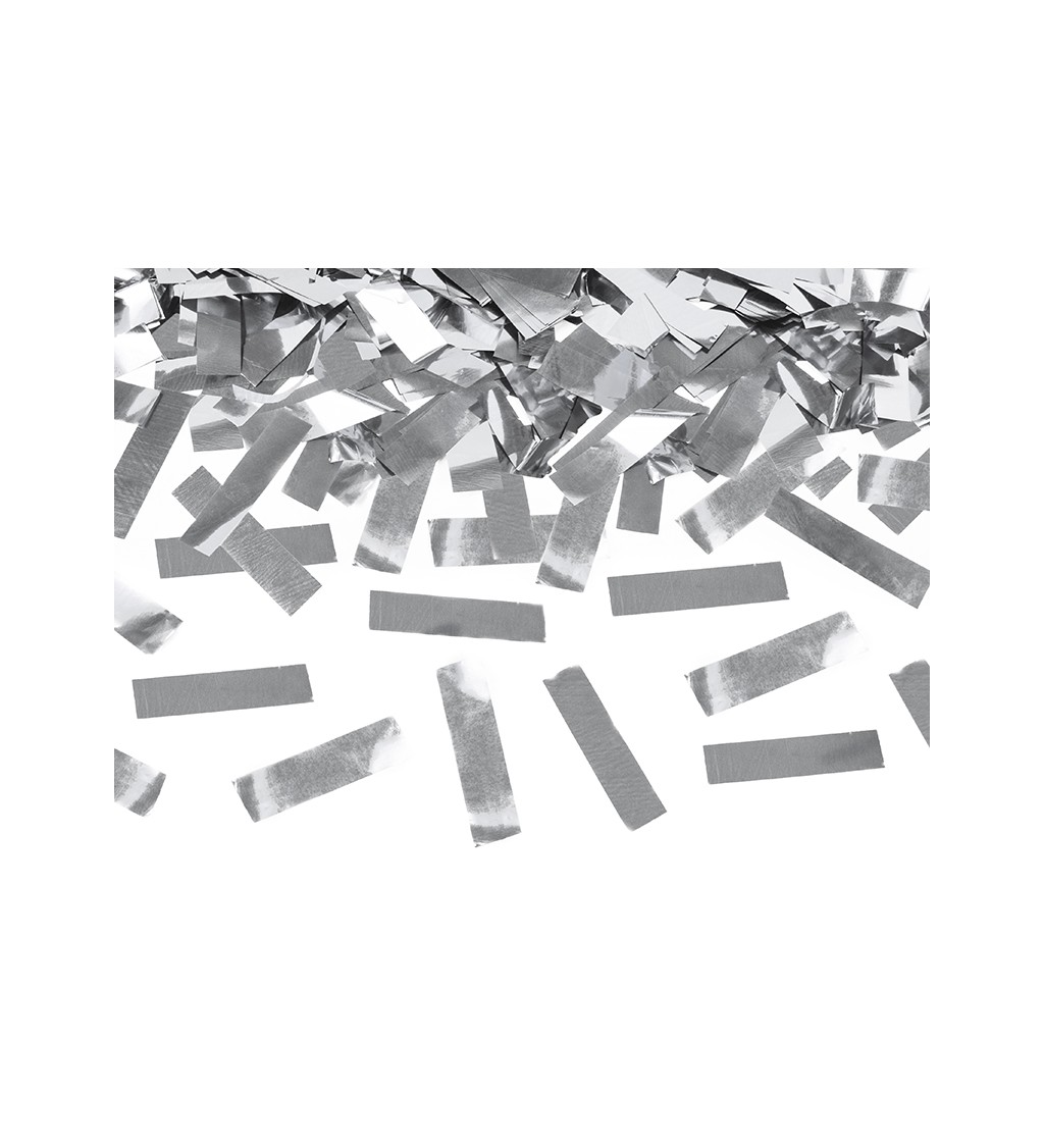 Stříbrné vystřelovací konfety - proužky