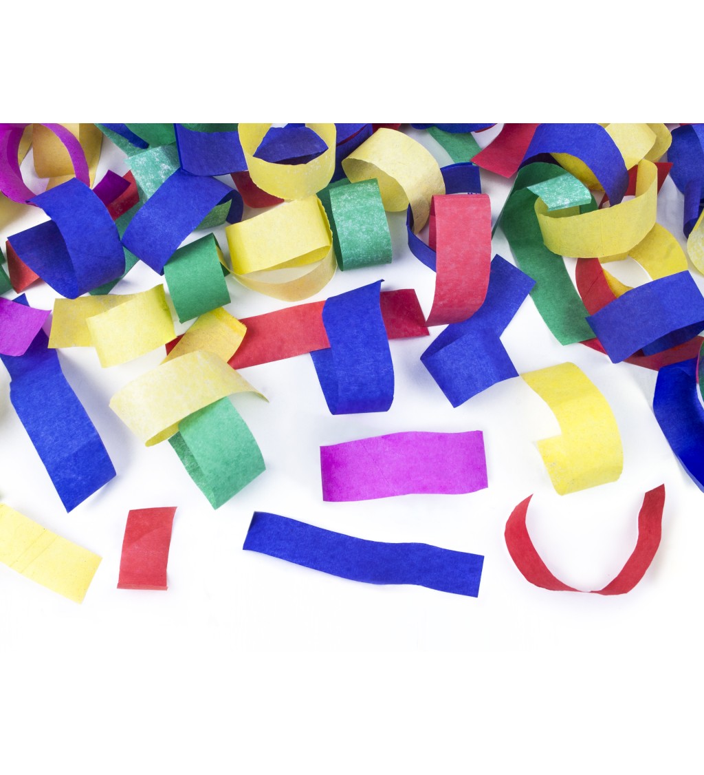 Vystřelovací konfety - barevné proužky 40 cm
