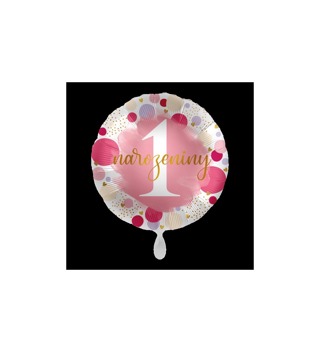 Balónek 1. narozeniny růžový fóliový