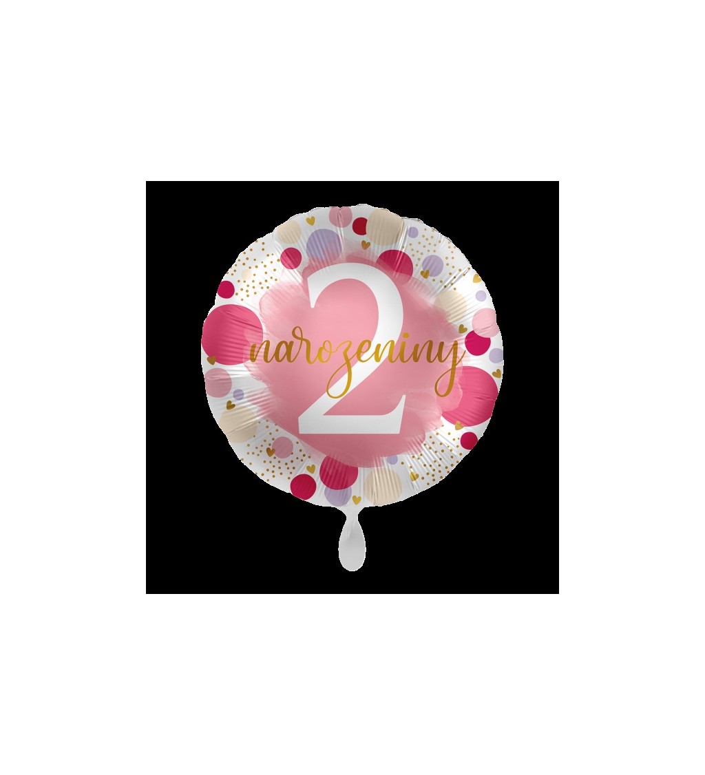 Balónek 2. narozeniny růžový fóliový
