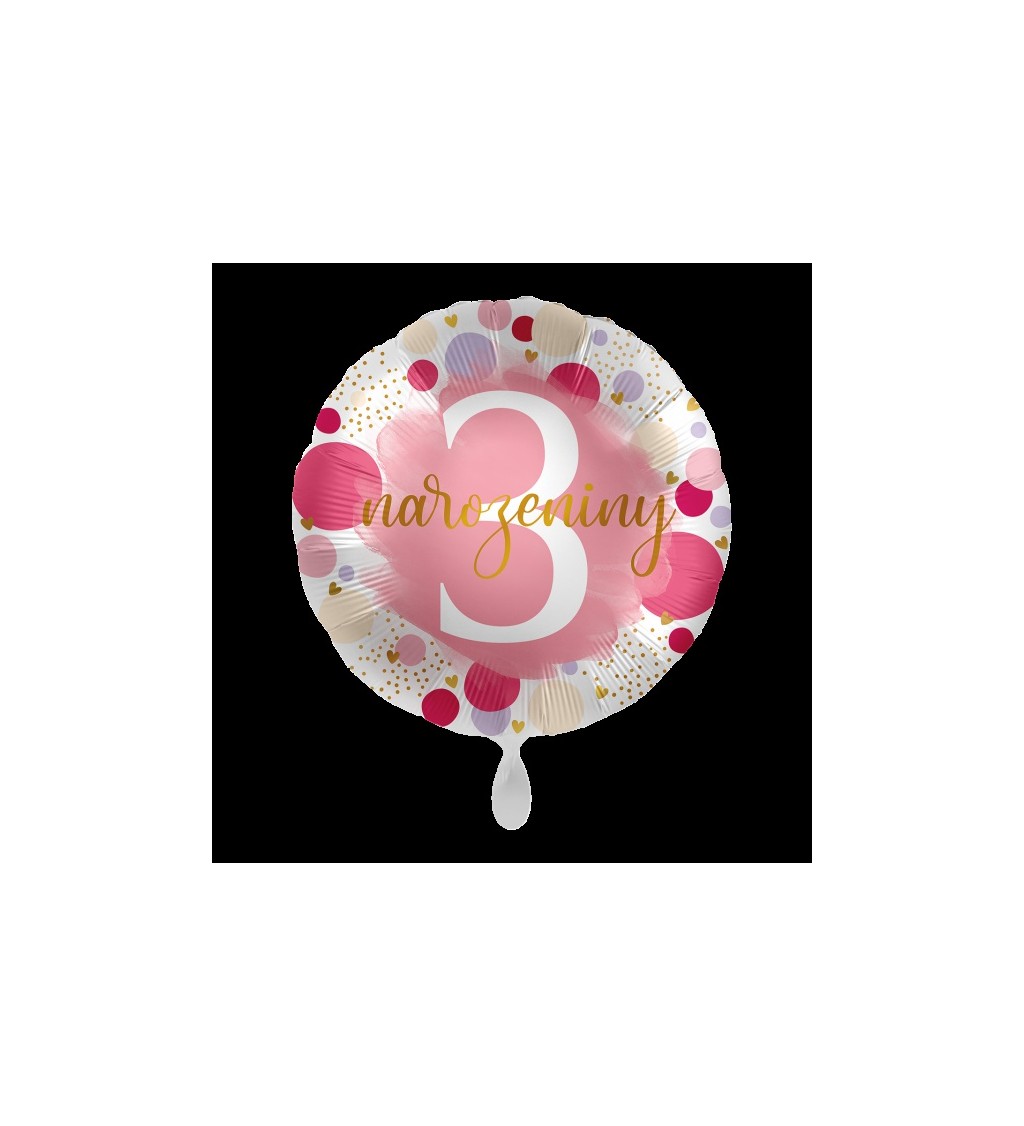 Balónek 3. narozeniny růžový fóliový