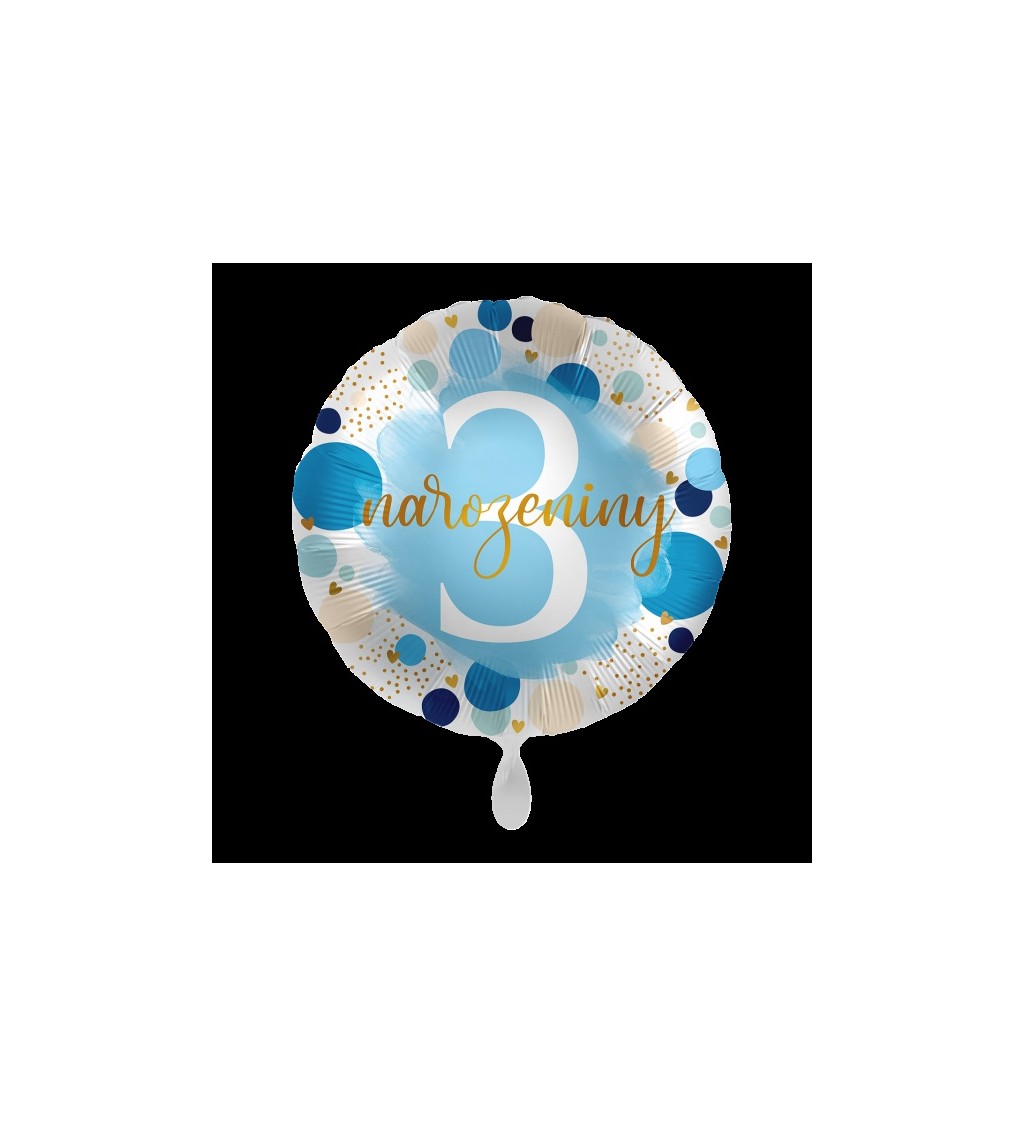 Balónek 3. narozeniny modrý fóliový
