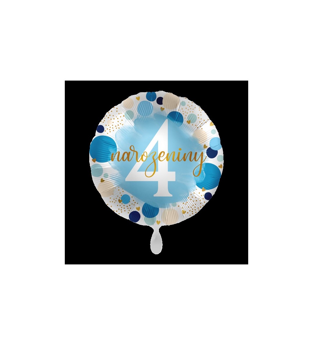 Balónek 4. narozeniny modrý fóliový