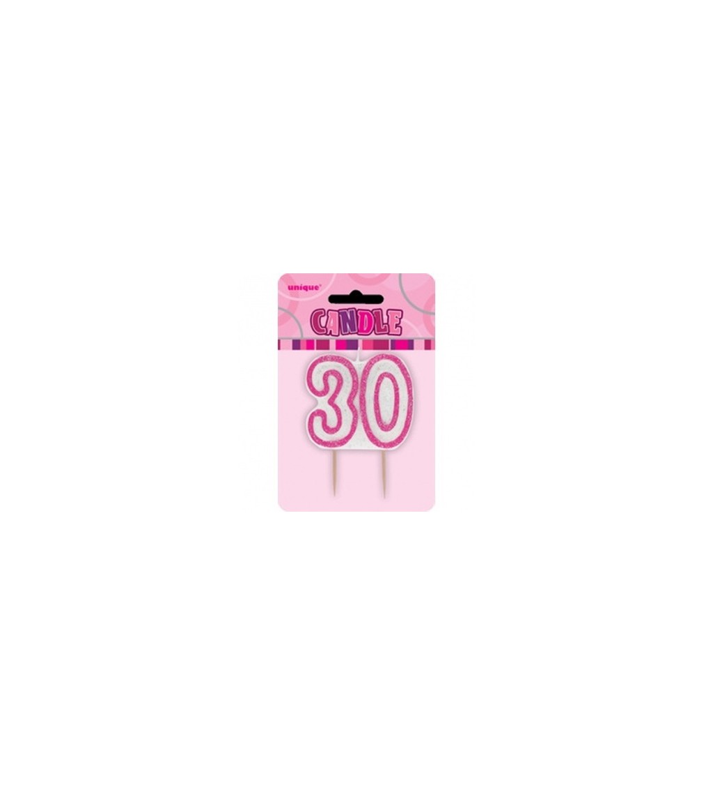 Dortová svíčka 30 - růžová