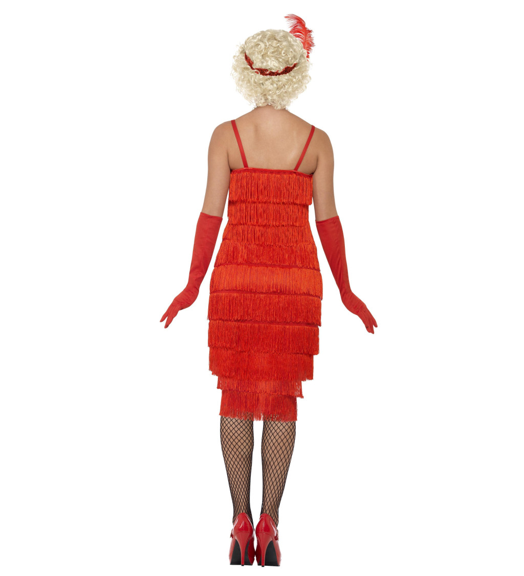 Dámské červené třásňové šaty - 20. léta