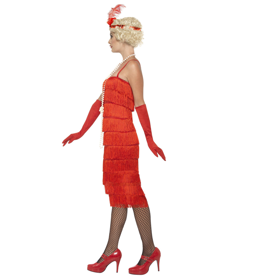 Dámské červené třásňové šaty - 20. léta