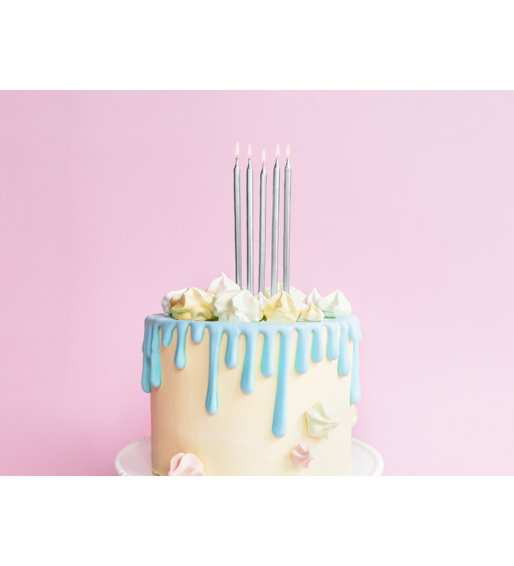 Stříbrné svíčky na dort