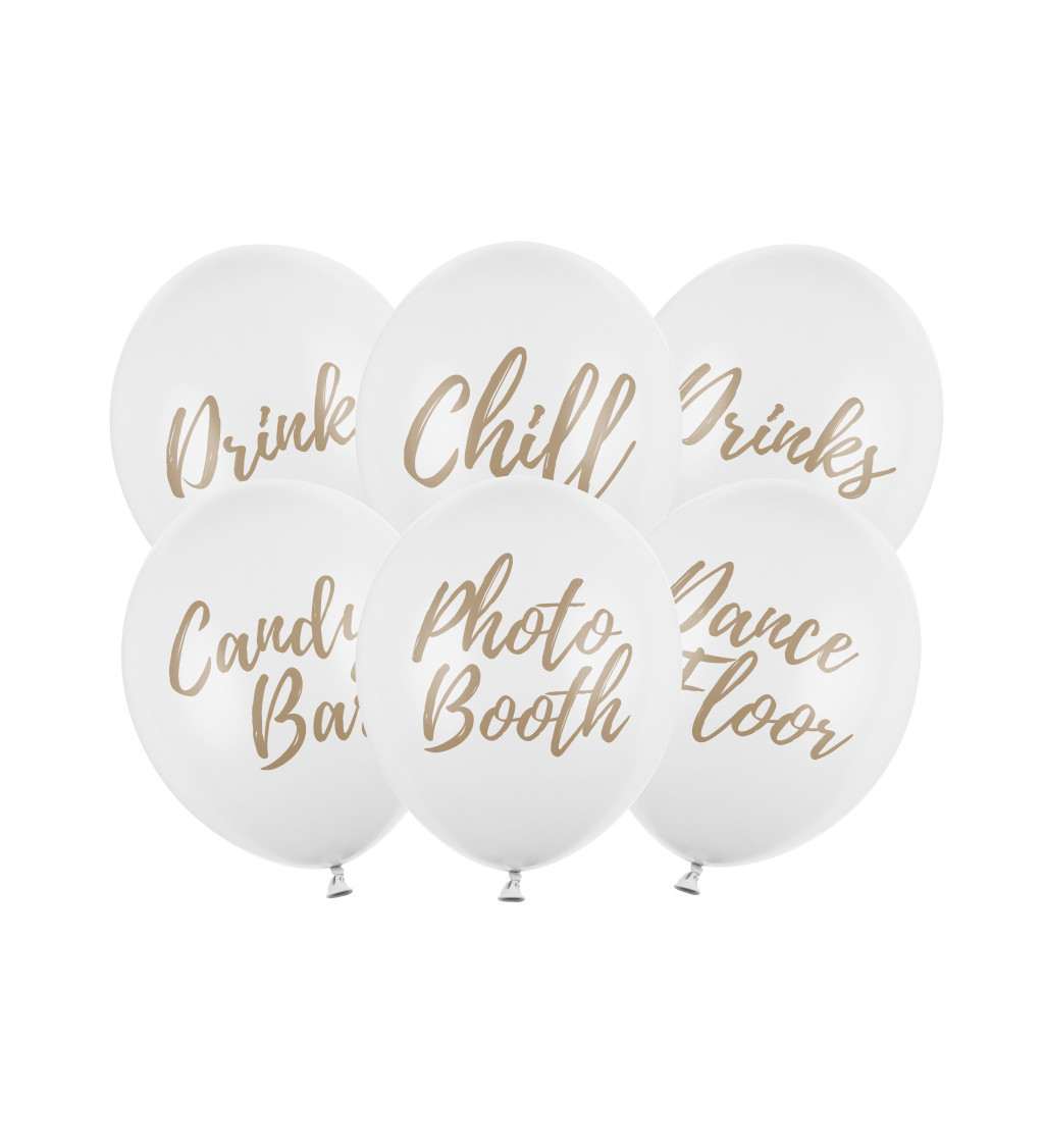 Set bílých balónků s nápisem