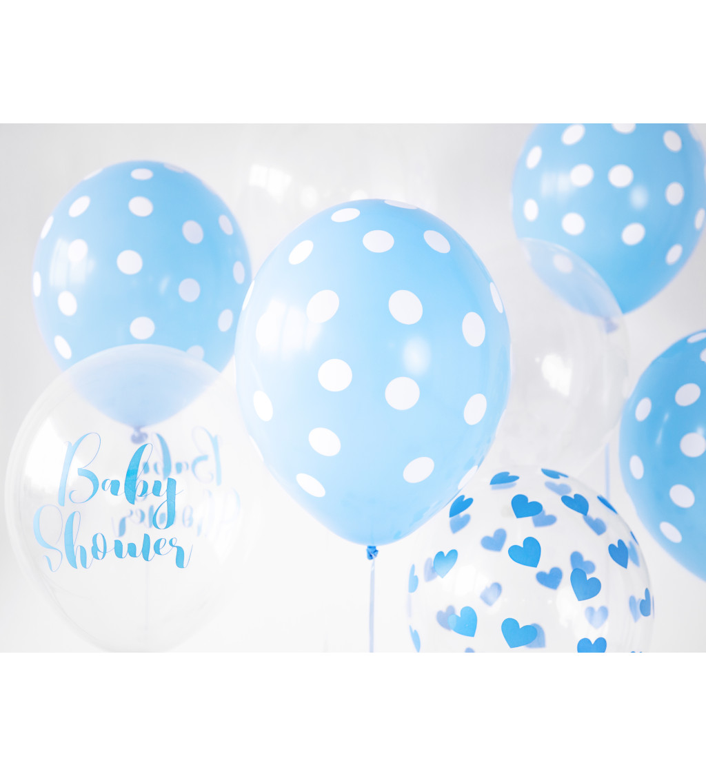 Balónek latexový modrý s puntíky