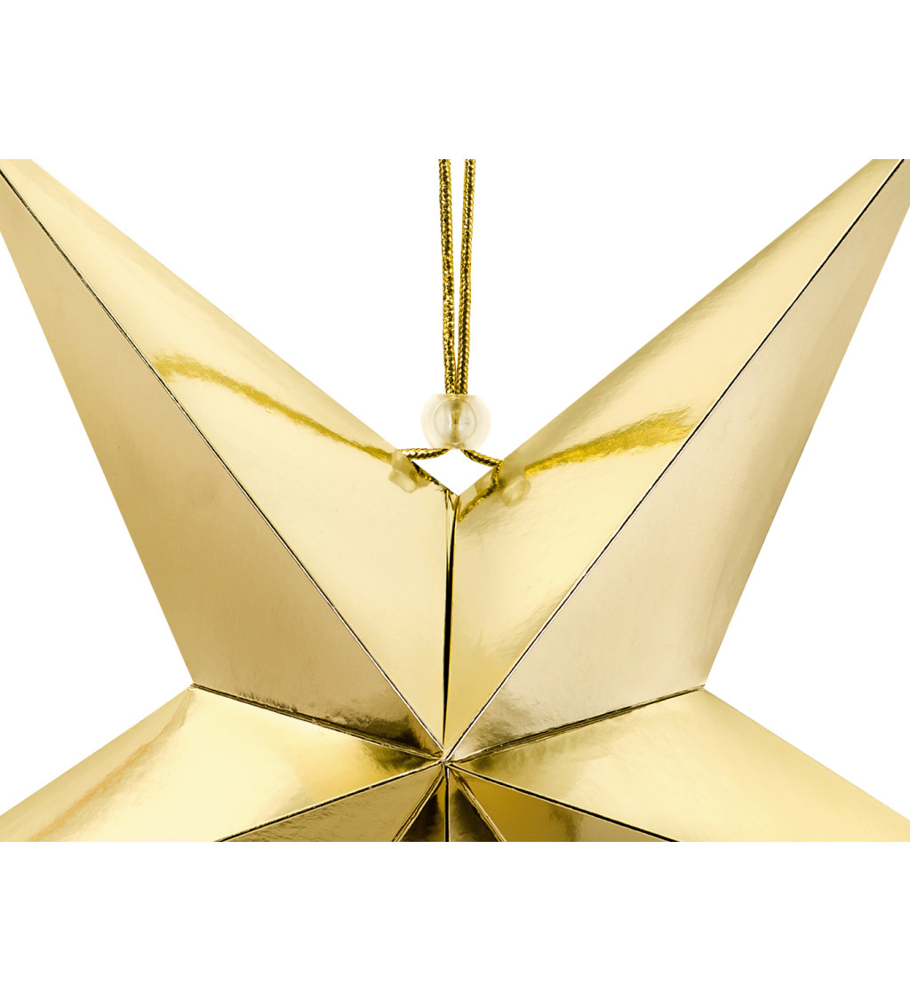 Zlatá papírová hvězda - 45 cm