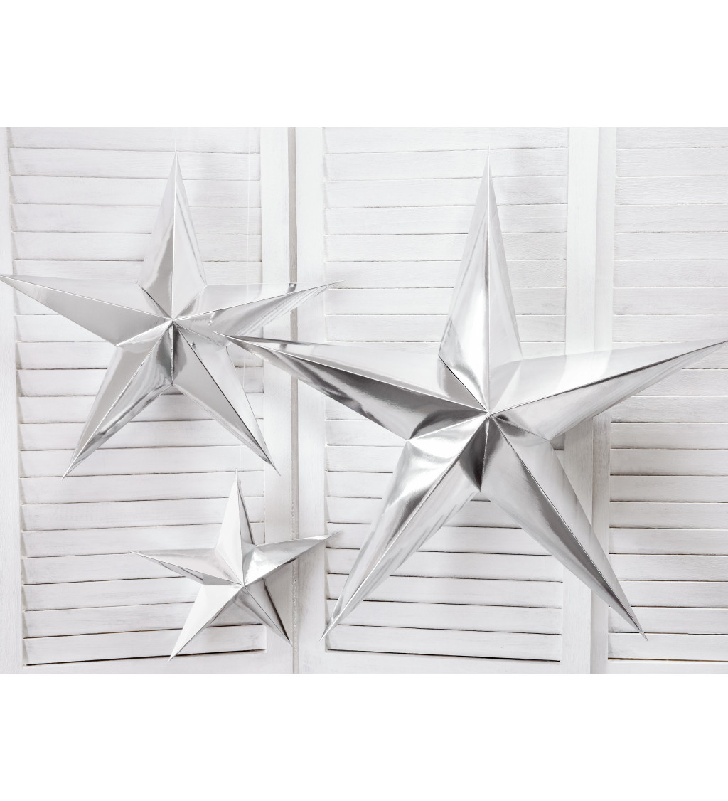 Stříbrná papírová hvězda - 45 cm