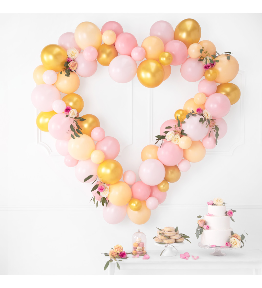 Girlanda růžová - balónkové srdce