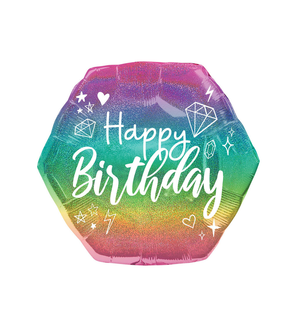Happy Birthday balónek holografický