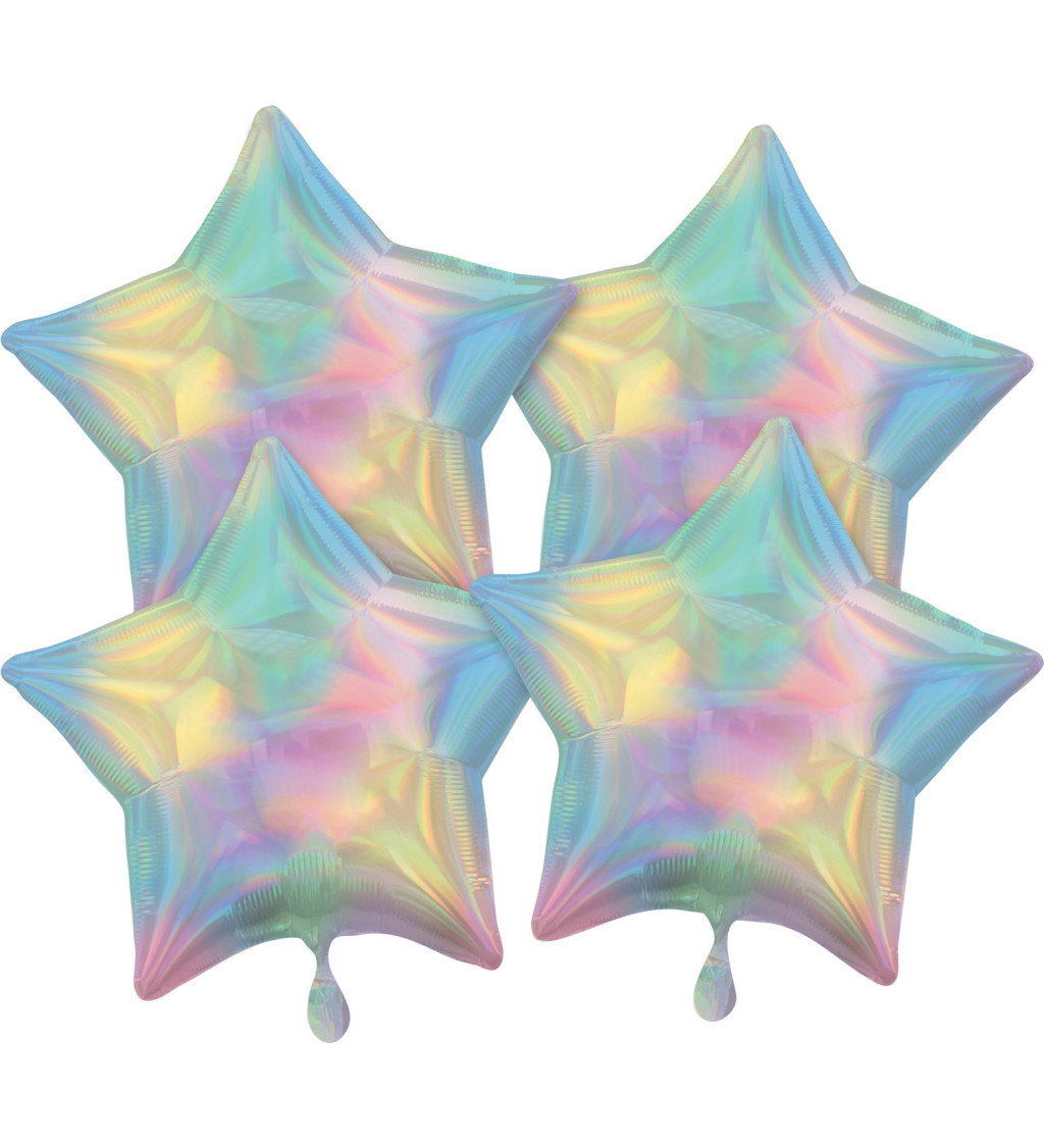 Fóliové balónky duhově pastelové hvězdy