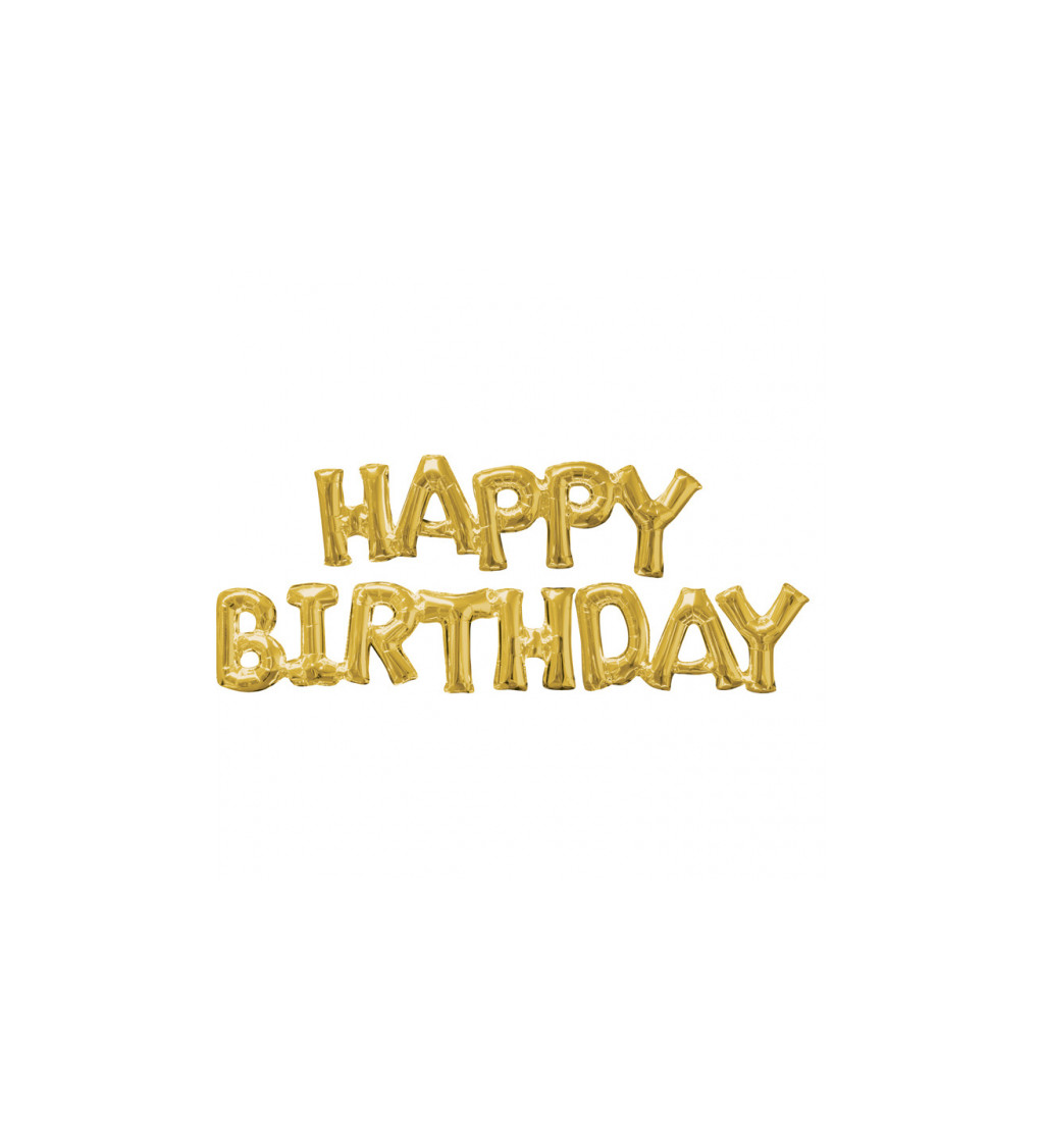 Happy Birthday - zlatý balónek