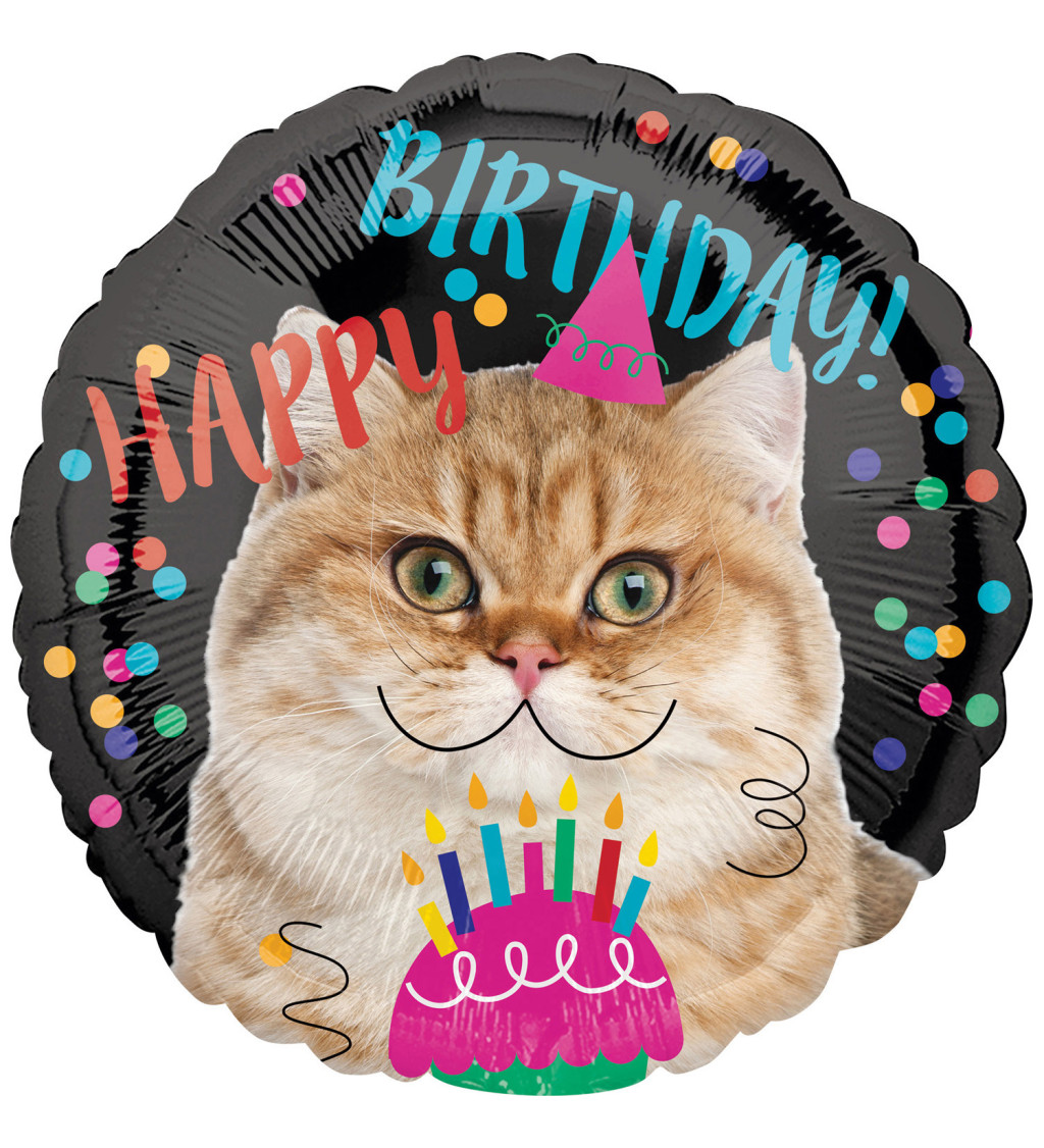 Kočičí fóliový balónek - narozeniny